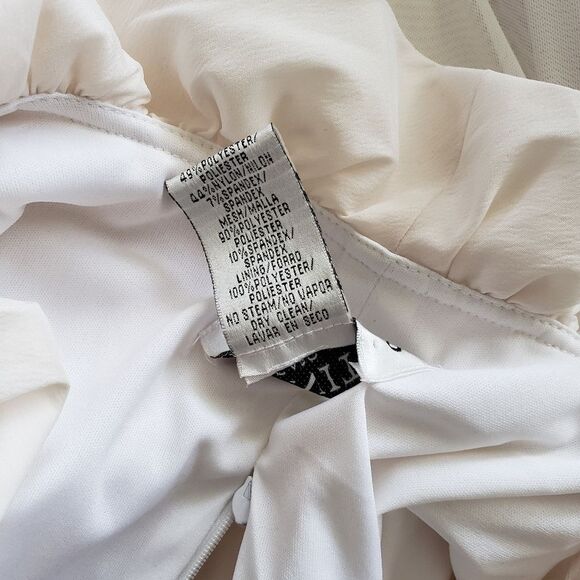 J.R Nites by Carol Lin Ruffle Neck Long Sleeve Top/Blouse Cream Size 6 - Picture 8 of 11